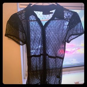 Sheer black lace top